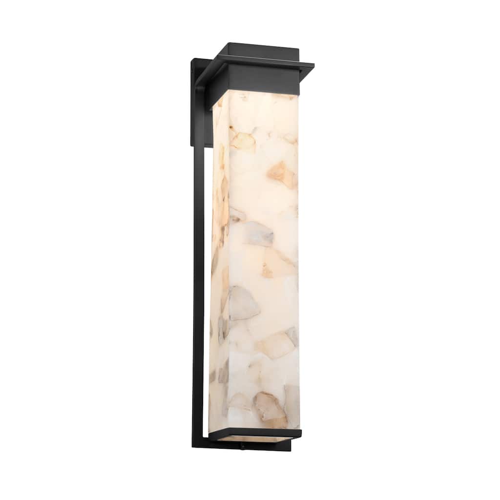 Justice Design Alabaster Rocks! Pacific 24-inch Matte Black LED Outdoor Wall Sconce, Alabaster Rocks Shade