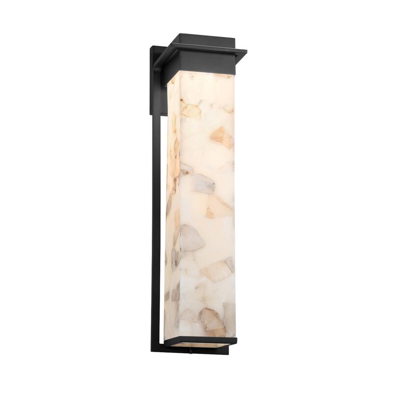 Justice Design Alabaster Rocks! Pacific 24-inch Matte Black LED Outdoor Wall Sconce, Alabaster Rocks Shade