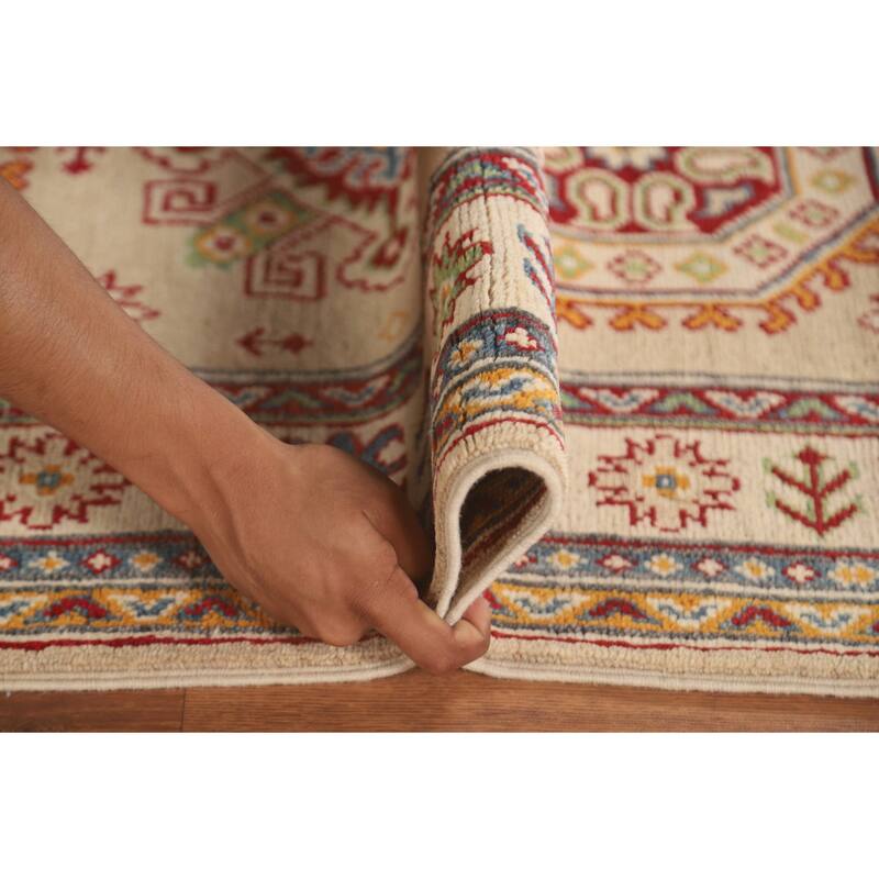 Geometric Kazak Runner Rug Handmade Wool Carpet - 2'10" x 13'0"