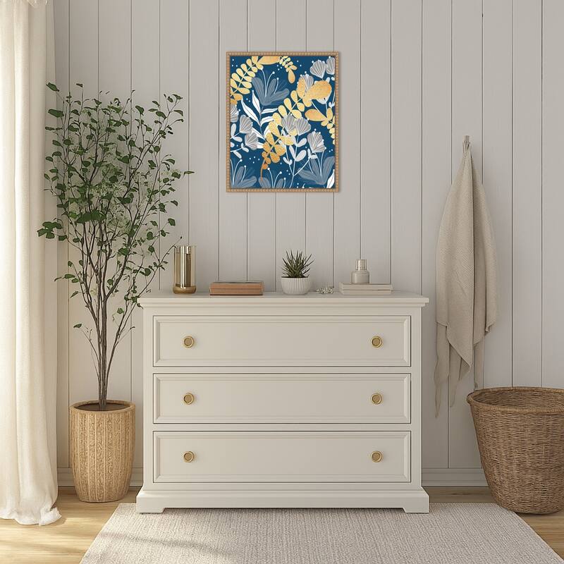 Blue Botanical Garden by Sannel Larson Framed Canvas Wall Art Print