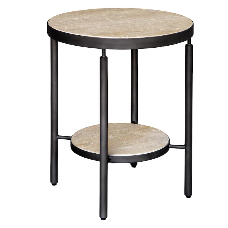 Uttermost Dauntless Travertine Side Table - 19"W x 24"H x 19"D