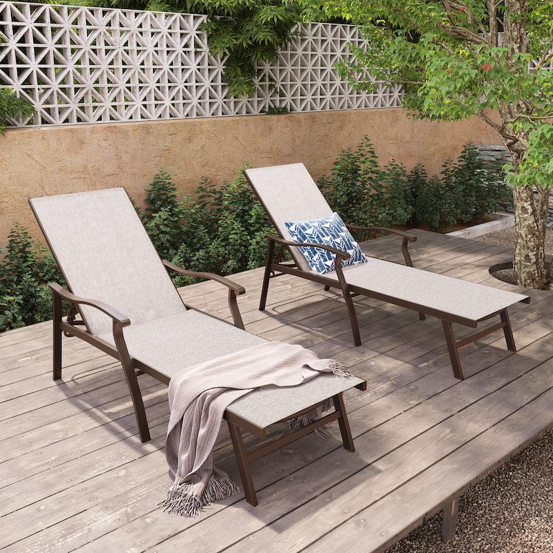 Pellebant 2PCS Patio Aluminum Adjustable Chaise Lounge Chair - N/A