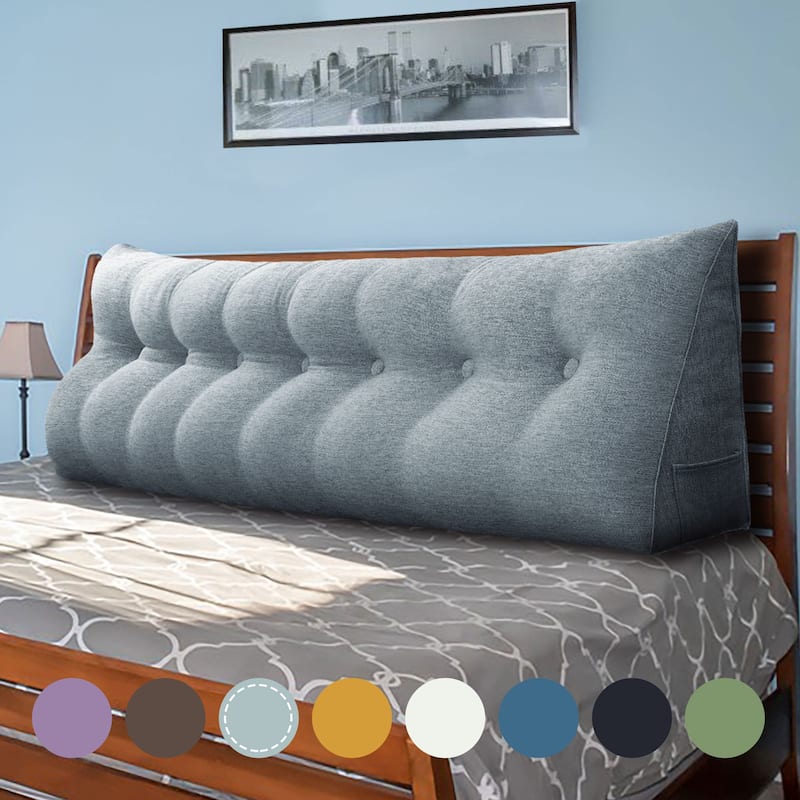 WOWMAX Bed Rest Wedge Reading Pillow Headboard Back Support Cushion - King - Grey