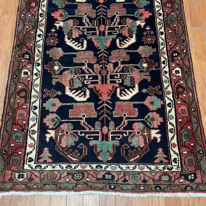 HERAT ORIENTAL Handknotted Tribal Persian Heriz Wool Runner - 3'5" x 13'4"