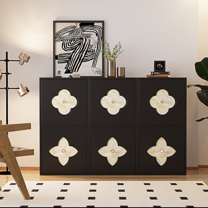 Modern 6-Door Sideboards Accent Cabinet, Modular Wooden Buffet With Storage - 58.8''