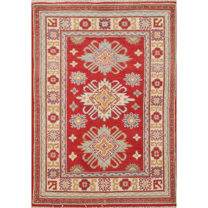 Red Kazak Accent Rug Hand-Knotted Wool Carpet - 2'8" x 3'10"