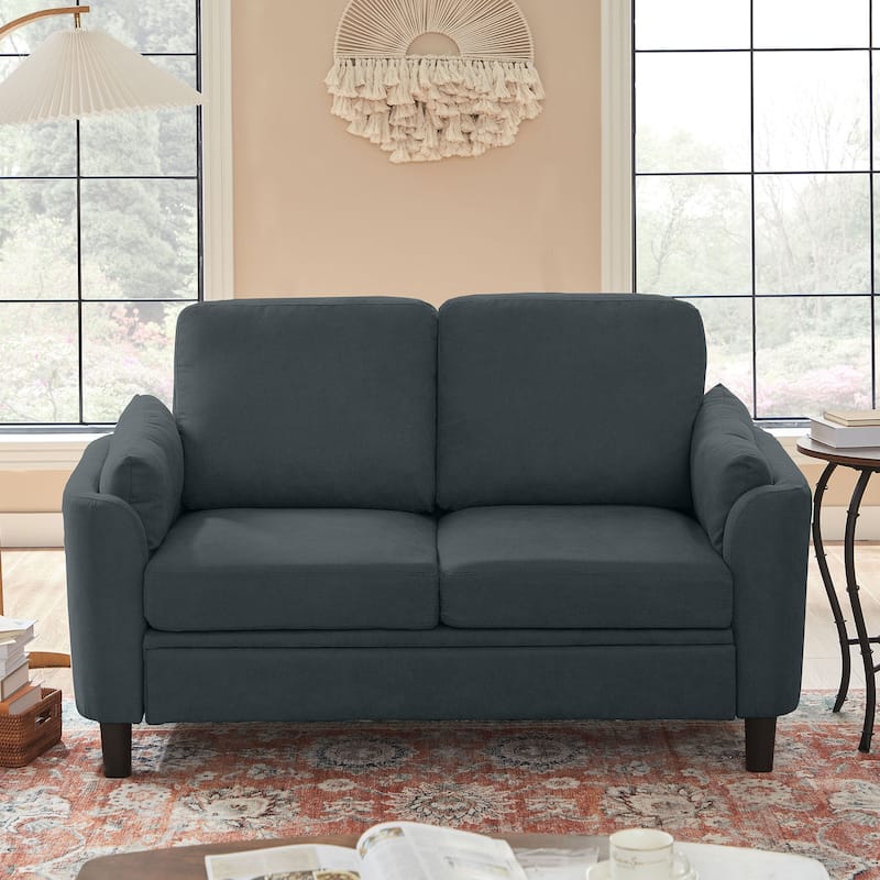59.06" Loveseat Sofa with Soft Handrest and Tapered Wood Legs - Dark Grey