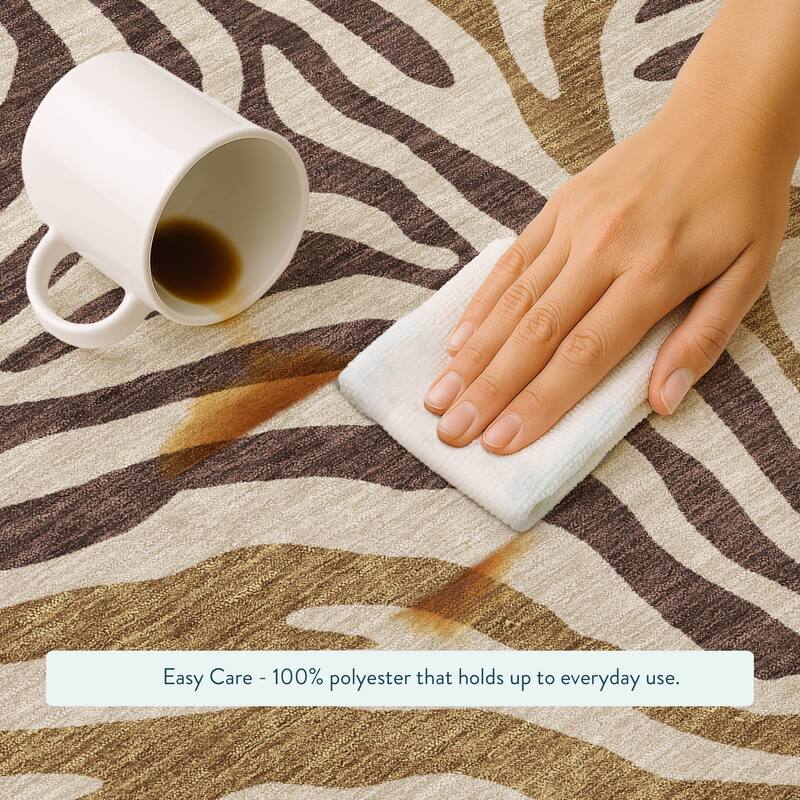 Machine Washable Indoor/ Outdoor Modern Prints Chantille Rug