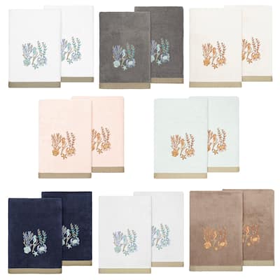 Authentic Hotel and Spa Turkish Cotton Aaron 2PC Embellished Bath Towel Set