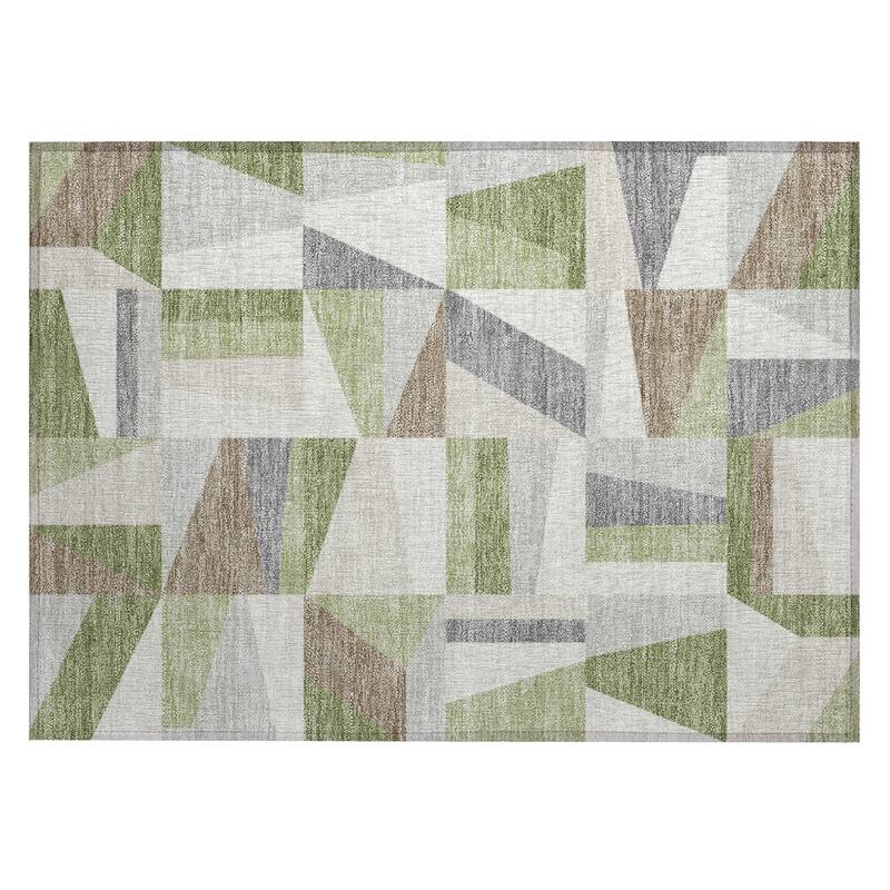 Machine Washable Indoor/ Outdoor Contemporry Mosaic Chantille Rug