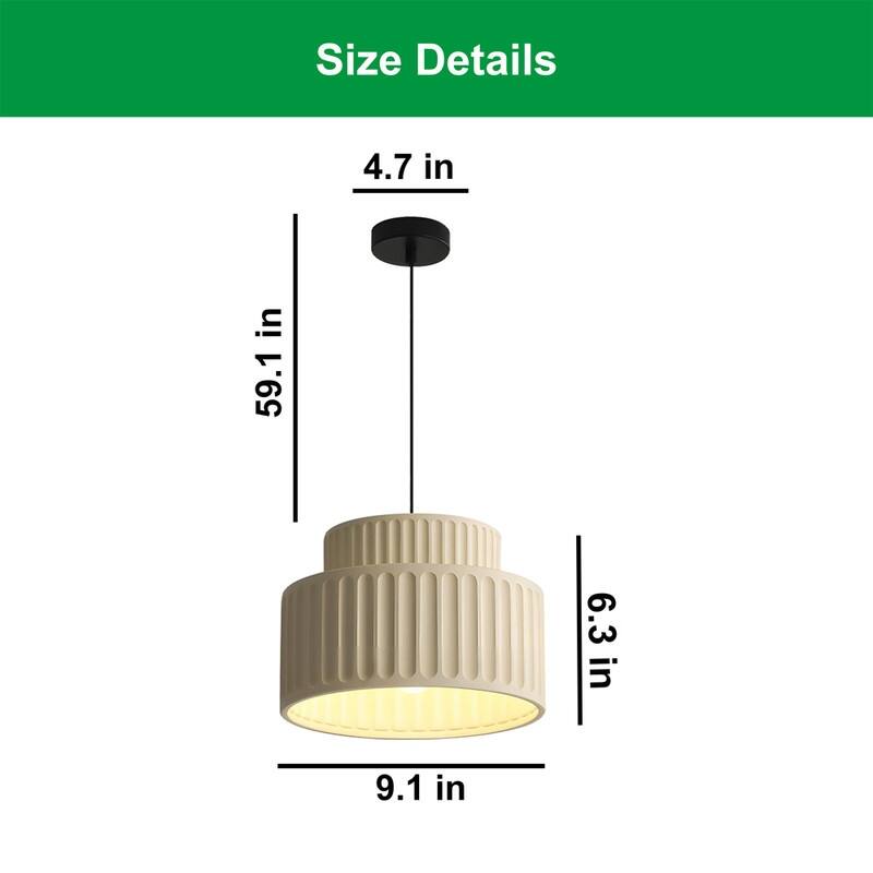 1 Light hanging light cream yellow light fixture metal, resin pendant light