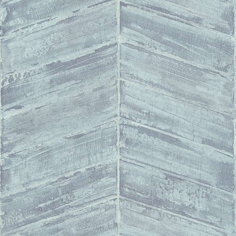 Galerie Wallcoverings Ambiance Abstract Chevron Design Vinyl on Non-woven Matte Wallpaper Roll - 33 feet x 21 inches - Blue