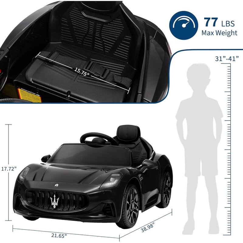 12V Battery Powered Motorized Licensed Maserati Gran Cabrio, Ride On Car Toy