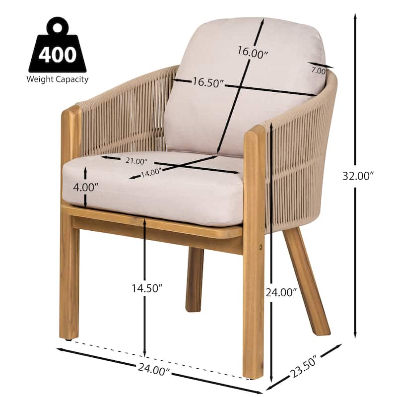 Christopher Knight Home - Eleanor Outdoor Acacia Wood Dining Chair (Set of 2)