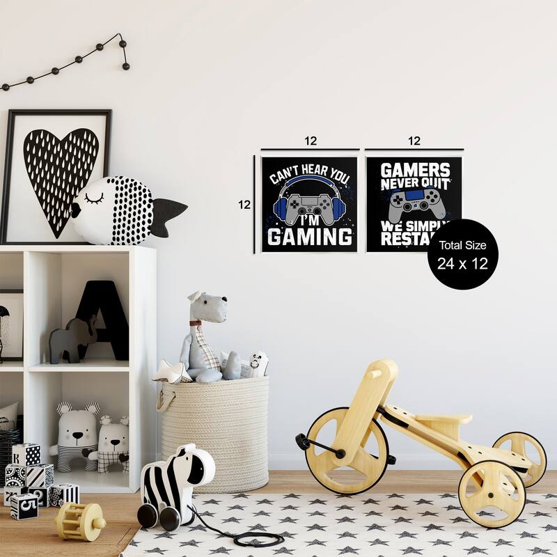 Stupell Hardcore Gamer Expressions Wall Plaque Art Design By Kim Allen (Set of 2)