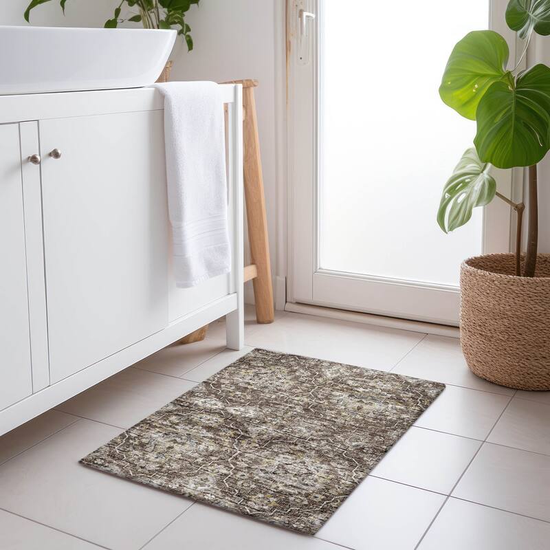Premium Washable Super Soft Traditional Kashan Mayfield Rug - Driftwood - 1' 8" x 2' 6" - Rectangle