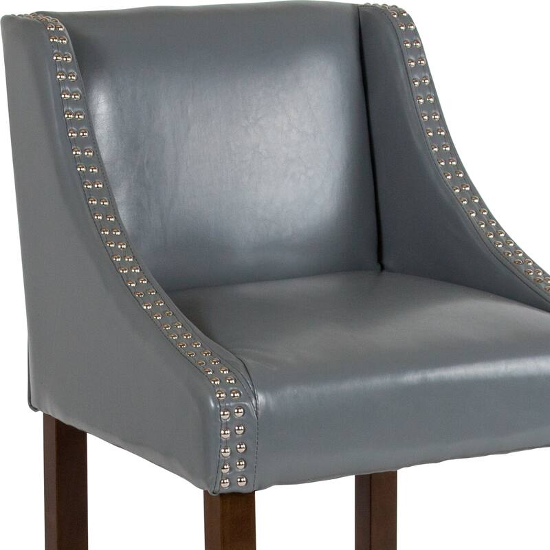 24-inch Transitional Curved Walnut Counter Height Stools (Set of 2) - 20"W x 22"D x 36"H