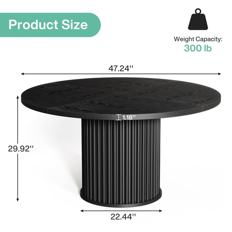 47 Inch Round Conference Table with Metal Base - 47.24" W x 47.24" D x 29.92" H