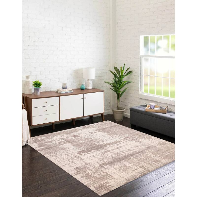 ECARPETGALLERY Hand Loomed Elysian Dark Grey Wool Rug - 7'10 x 8'0