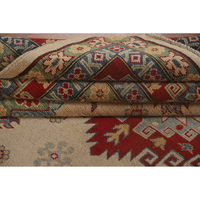 Geometric Kazak Area Rug Hand-Knotted Wool Carpet - 8'5"x 11'11"