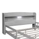 preview thumbnail 9 of 10, Full Size Platform Bed with Built-in LED Light, Storage Headboard & Guardrail, Antique Grey
