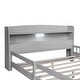 preview thumbnail 6 of 24, Wood Full Size Platform Bed with LED Light, Storage Headboard and Safety Guardrail for Bedroom, Antique Grey