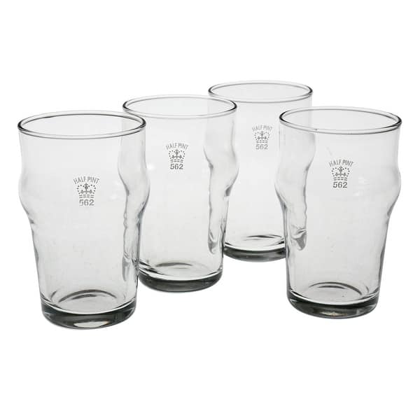 Set of four Crown Marked One Pint Nonic Beer Glasses Set of four Crown Marked One Pint Nonic Beer Glasses