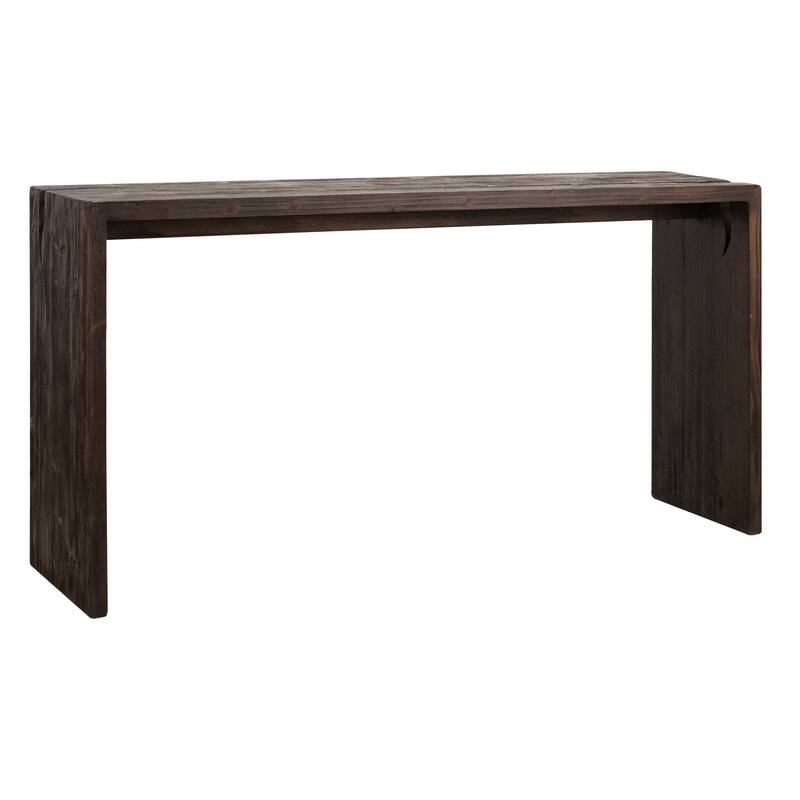 Evie Reclaimed Pine Waterfall Console Table, Espresso
