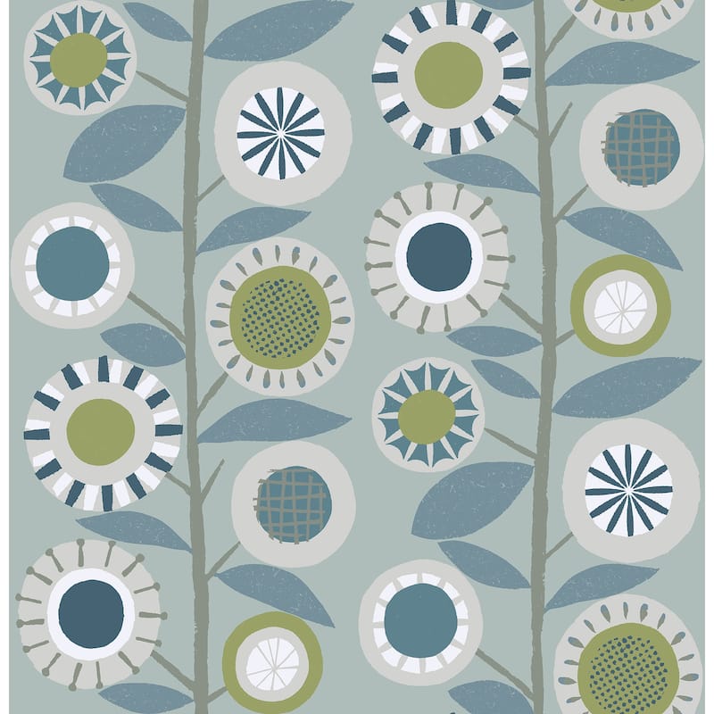 A-Street Prints Sisu Light Blue Floral Geometric Wallpaper
