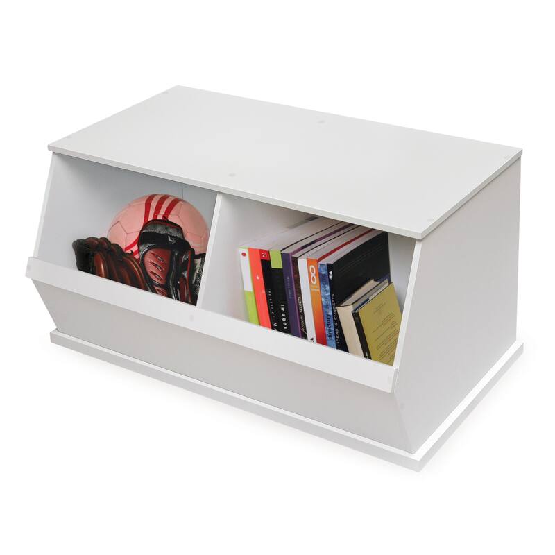 Badger Basket Two Bin Stackable Storage Cubby - White