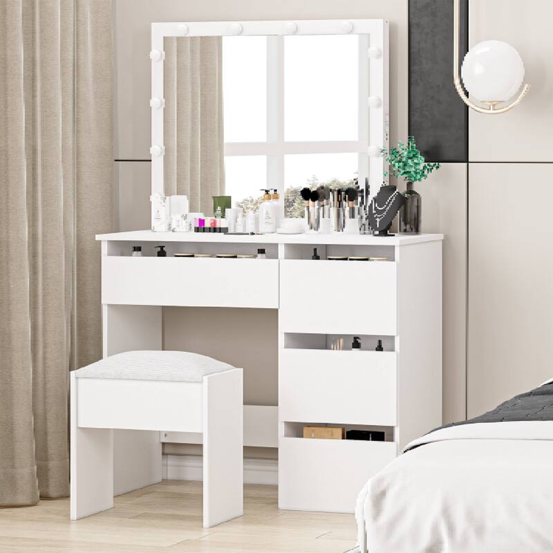 Makeup Vanity Desk Set with Lights and Mirrors