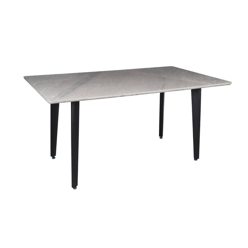 Dining Table with Sintered Stone Top and Metal Black Legs - Grey - Grey