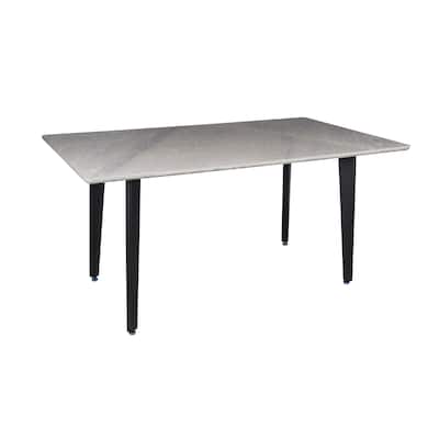 Dining Table with Sintered Stone Top and Metal Black Legs - Grey