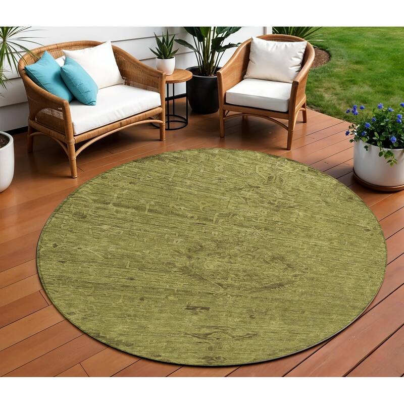 HomeRoots Floral Traditional Rectangle Outdoor Rug - 8' Round