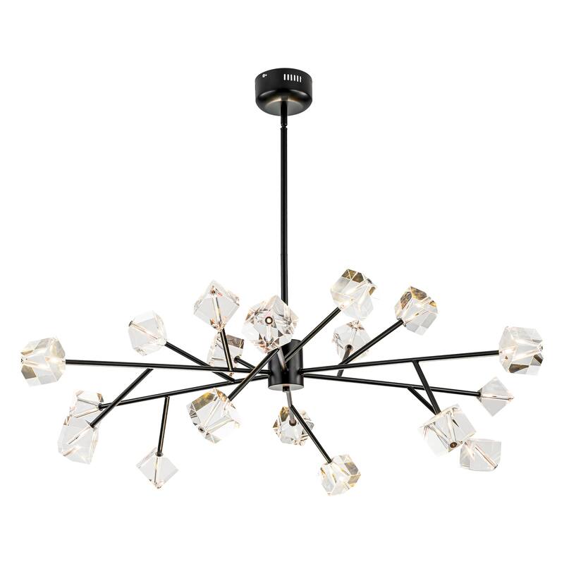 18-Light Modern Glam Luxury Sputnik Linear Cluster Crystal Chandelier for Dining Room/Living Room