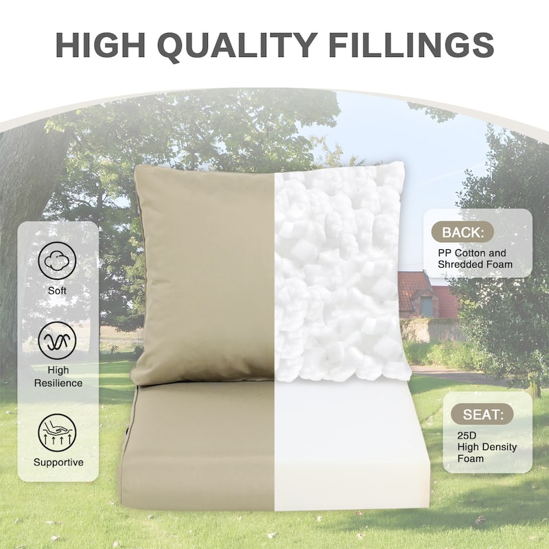Aoodor Outdoor Chair Cushions Set, Water Resistant Deep Seat Cushions