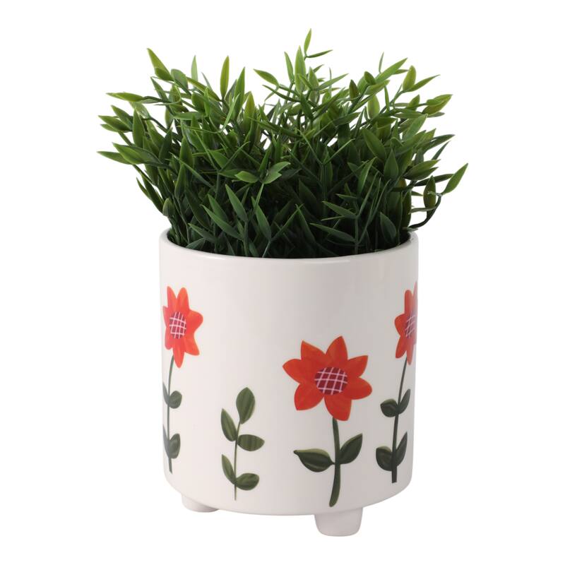 Planter Outdoor Stylish Cute Hand Painted Flower Design