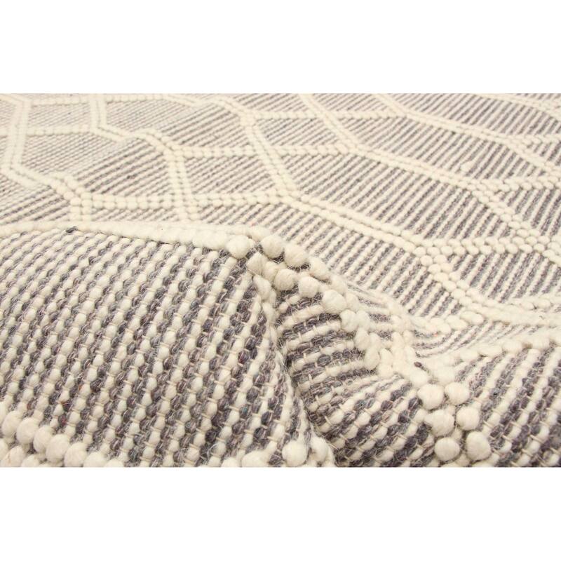 ECARPETGALLERY Braid weave Sienna Grey Wool Rug - 5'0 x 8'1
