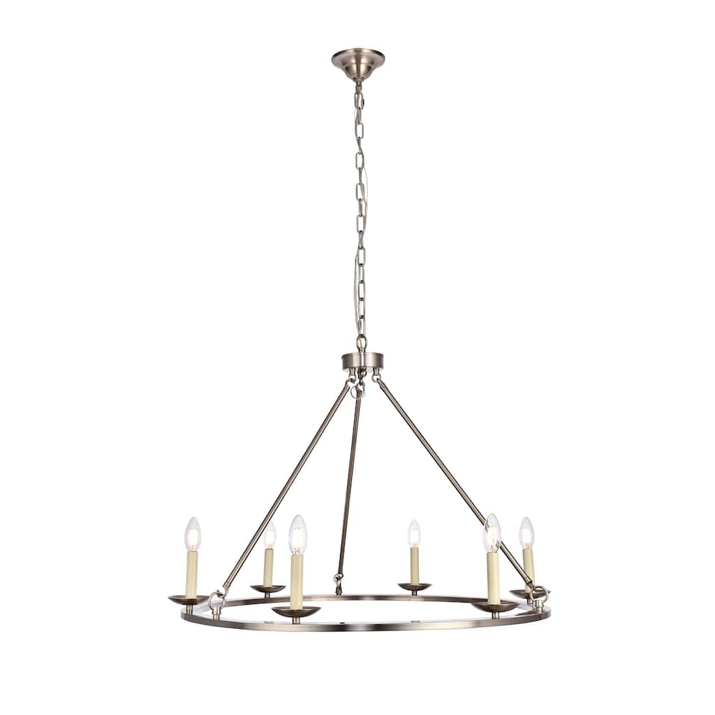 Maine Collection Chandelier D32.4 H23.25 Lt:6 Burnished Nickel Finish