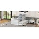 preview thumbnail 17 of 16, Twin Size Wooden Bed with Storage Headboard Featuring Built-In Outlets, Extendable Frame with Pull-Out Twin Trundle