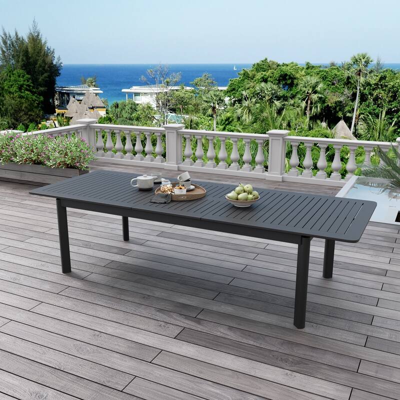 DESwan 108 in. x 39 in. Aluminum Extendable Rectangular Outdoor Dining Table