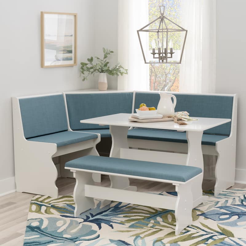 Hannah Breakfast Nook 3-piece Dining Set - White/Blue