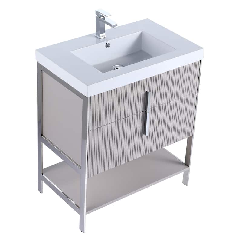 Fine Fixtures Serenity Modern Bathroom Vanity with White Gel Acrylic Top