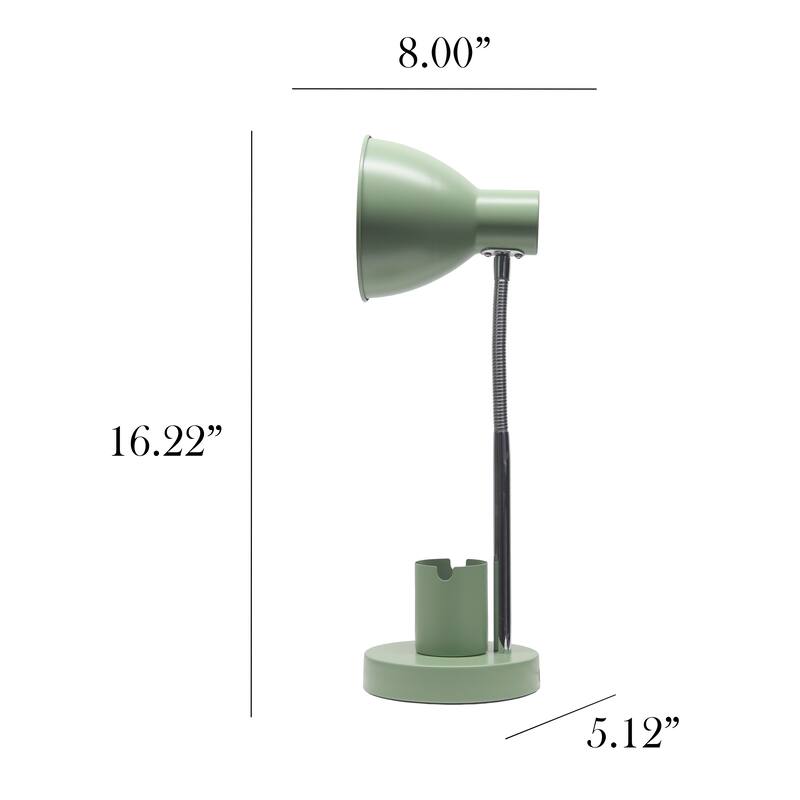 Adjustable Metal Desk Lamp with Organizer Base and Chrome Gooseneck Arm Modern Task Lighting Multiple Colors