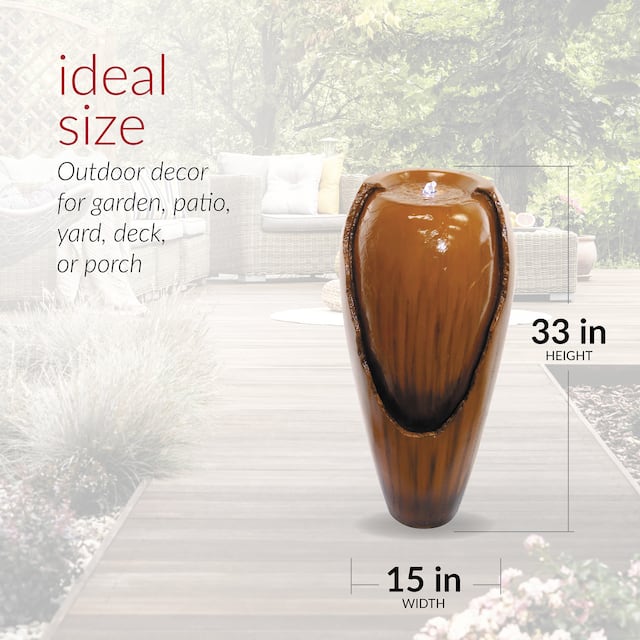 Alpine Corporation 33" Tall Water Jar Fountain with LED Light