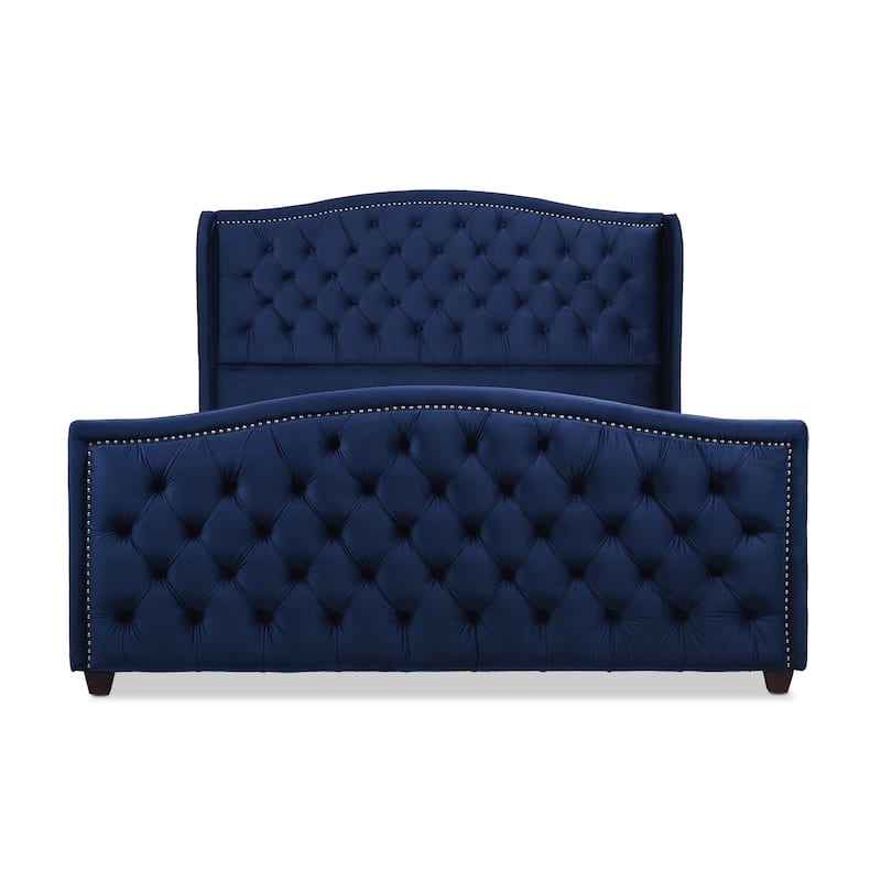 Athens Upholstered Nailhead Tufted Wingback Panel Bed