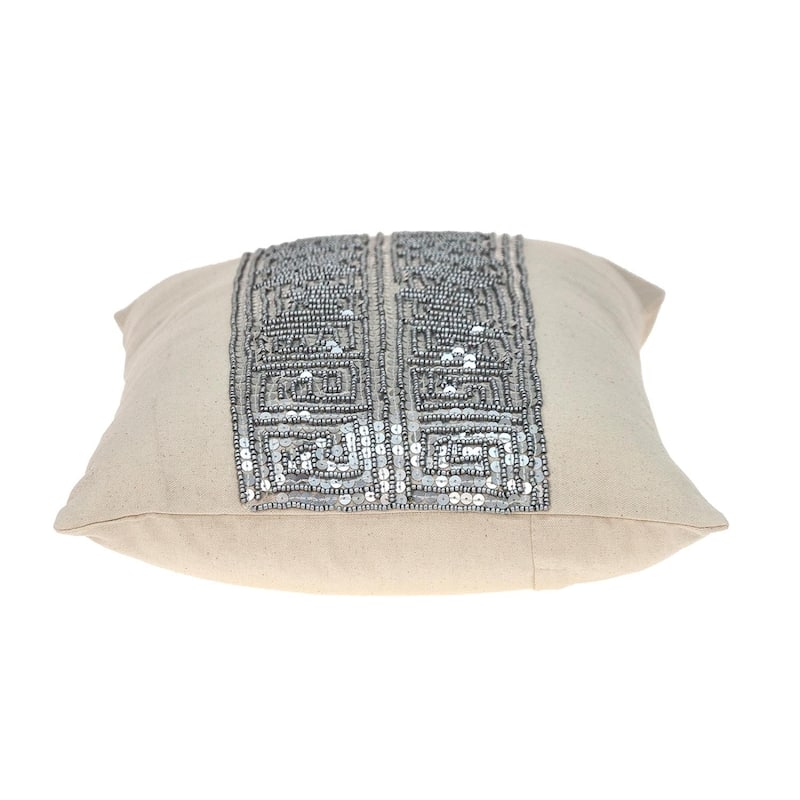 Glam Off White with Golden Sequins Lumbar Throw Pillow