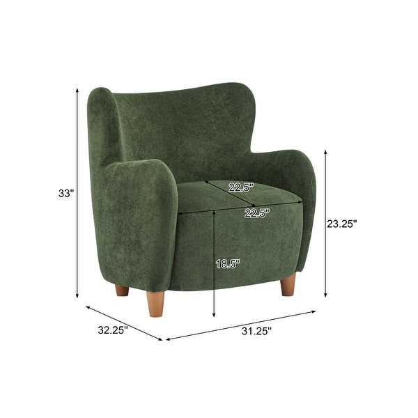 dimension image slide 4 of 8, Bacho Fabric Wingback Accent Chair by GDFStudio