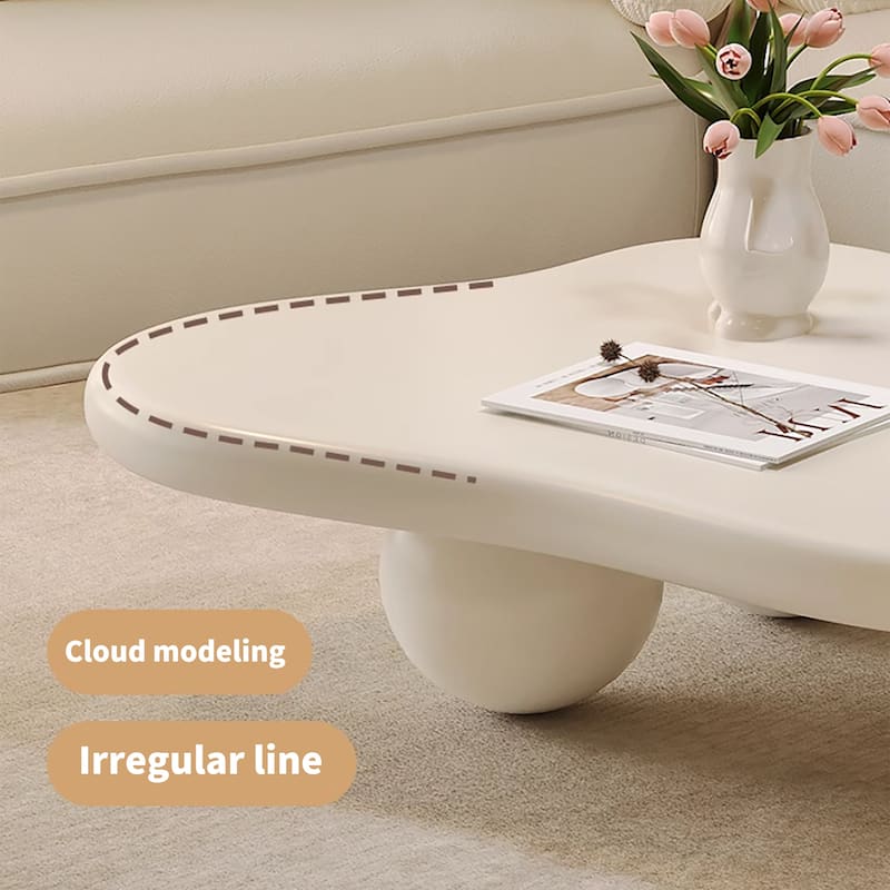 48" Modern Coffee Table, Cloud Shaped, Wood