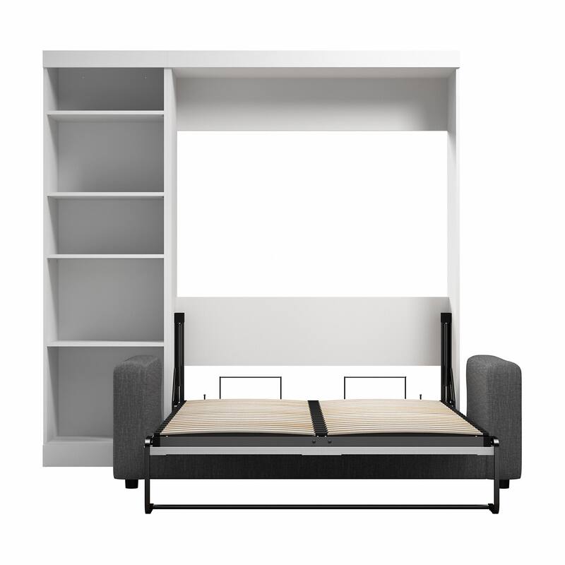 Queen Murphy Bed with Sofa and Shelving Unit (96W)